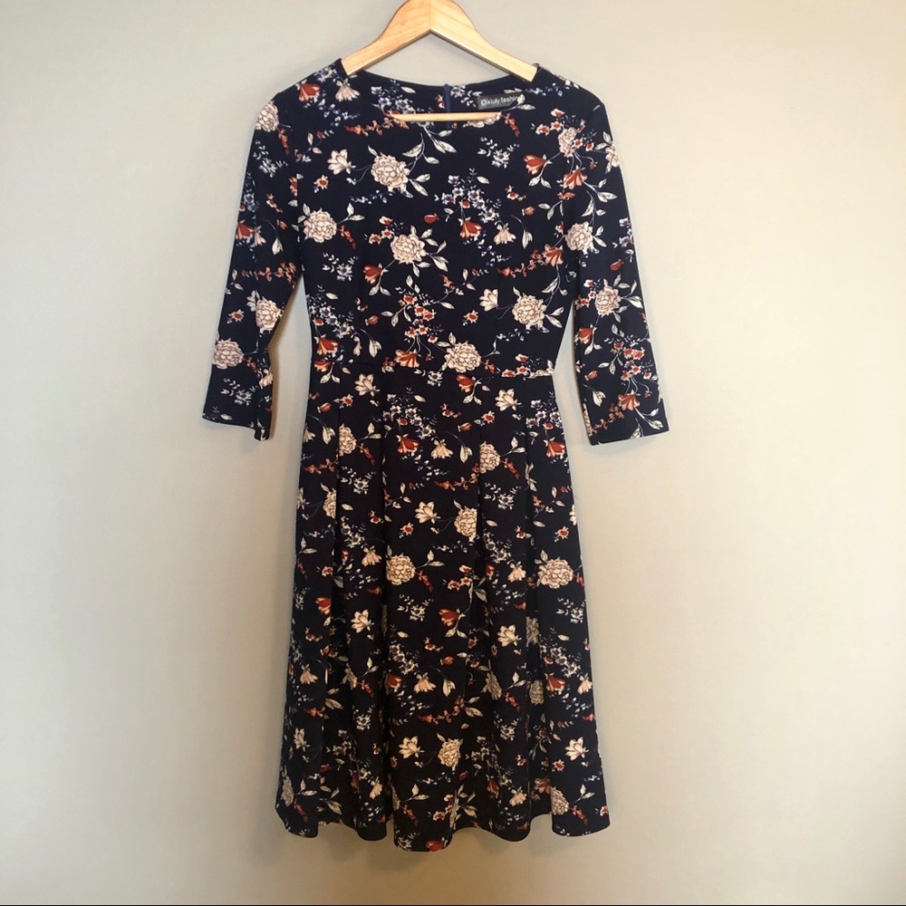 Navy Blue Floral Dress